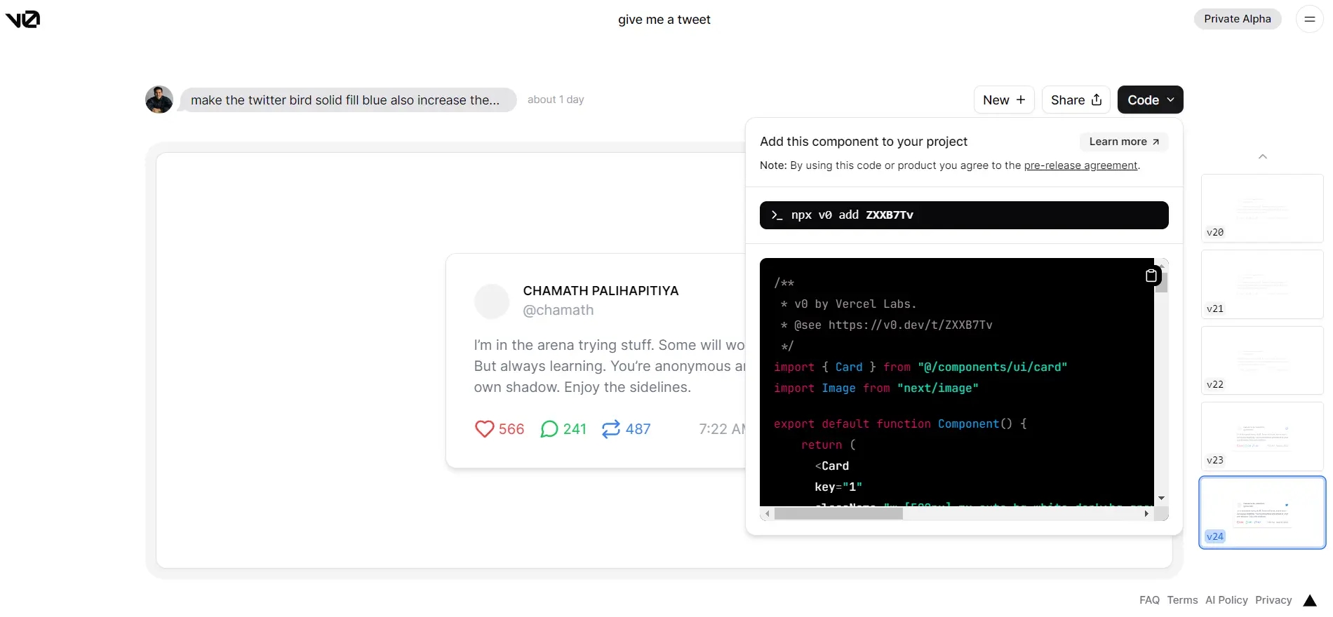 v0.dev – AI生成前端UI组件